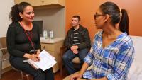 Mirella Mourad, MD, meets with patient