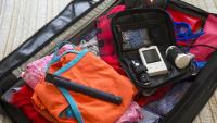 Diabetes medical test devices in a suitcase