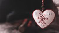 heart ornament with snowflake on it