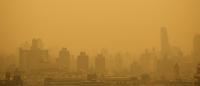 new york city skyline during the 2023 canadian wildfires